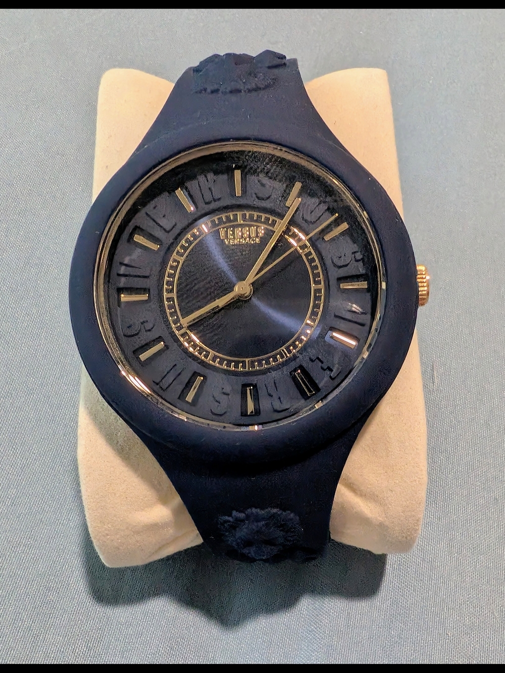 Versus Versace Black and Gold Logo Back Plate Watch